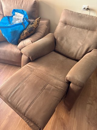 Sillón Elevable Tela Beige/Marrón