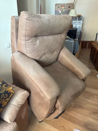Sillón Elevable Tela Beige/Marrón