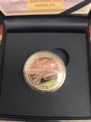 Moneda Plata 5 Euro Sevilla Iberoamericana