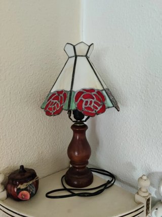 Lampada Tiffany in Cristallo e Legno