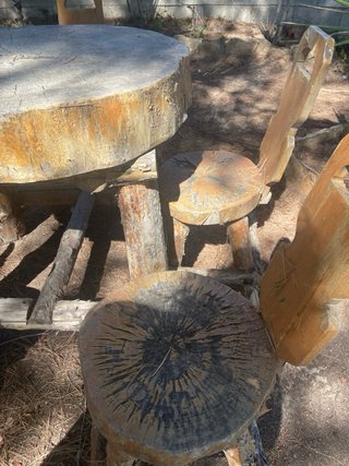Mesa y 5 Sillas Jardín Madera Rústica