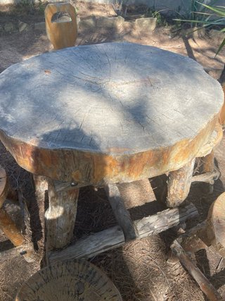 Mesa y 5 Sillas Jardín Madera Rústica