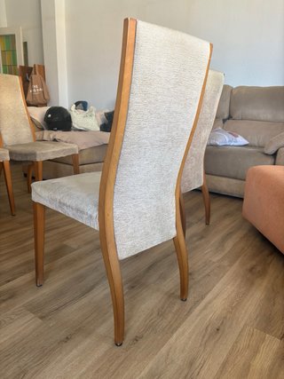 Pack 4 Sillas Comedor Madera y Tela