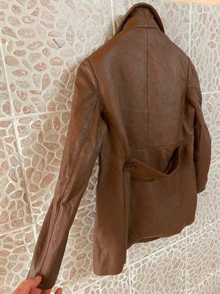 Giacca doppiopetto in vera pelle morbida vintage