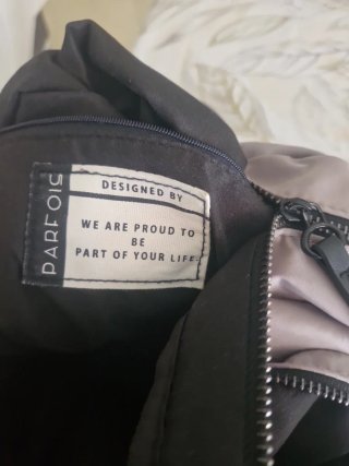 Mochila bolso gris y rosa