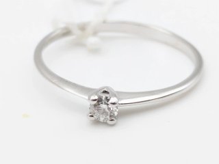 Anello in Oro 18k Bianco con Diamante Centrale