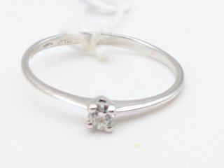 Anello in Oro 18k Bianco con Diamante Centrale
