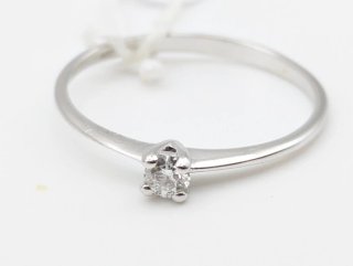 Anello in Oro 18k Bianco con Diamante Centrale