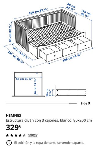 Estructura Cama Ikea Blanca con Cajones