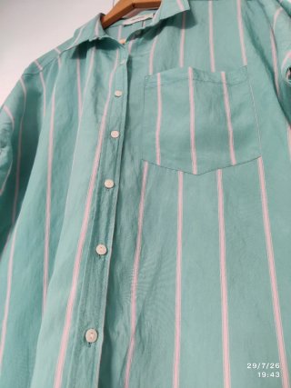 Camisa Promod rayas verde y rosa