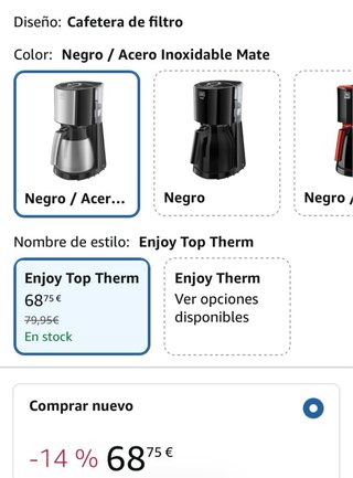Cafetera Goteo Melitta Jarra Térmica