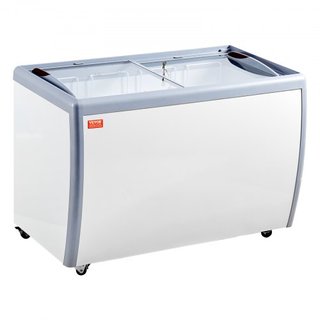 Vitrina de Helados Comercial, Congelador de Cofre de 370 L, Congelador Profundo de Cristal Móvil, Gabinete de Dipping de Gelato para Restaurante con 8 Grandes Tinas, 2 Puertas de Cristal Deslizant...