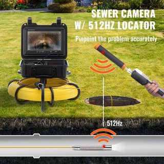 Cámara de Inspección de Tuberías con Sonde de 512hz 22.9 cm Pantalla 720p 91.4m