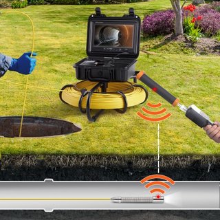 Cámara de Inspección de Tuberías con Sonde de 512hz 22.9 cm Pantalla 720p 91.4m