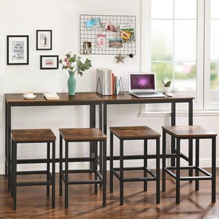 Mesa de Bar Rectangular Estrecha, Mesa de Cocina, Mesa de Comedor Alta, Estructura Robusta de Metal, 100 X 40 X 90 Cm, Fácil de Montar, Marrón Vintage y Negro LBT10X