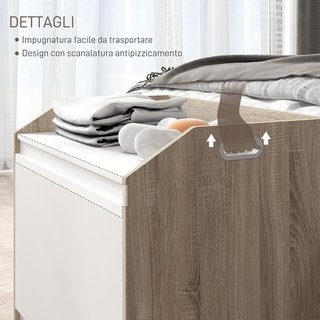 Banca de Madera Moderna con Respaldo, Banco Contenedor para Entrada y Dormitorio, 62.4X40X51.5Cm