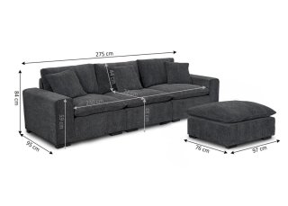 Sofá Modular Sophie 275cm Gris