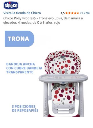 Trona Chicco Polly Progress 5 Roja