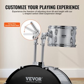 Juego de Batería para Adultos, 5 Piezas, Kit de Batería Completo de 22 Pulgadas con Bombo, Toms, Caja, Batería de Piso, Silla Ajustable, Soportes, Platillo, Pedal de Hi-Hat y Baquetas, Kit de Bate...