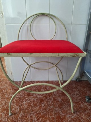 Banqueta Forja Vintage Roja y Crema