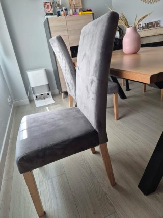 Sillas de comedor de terciopelo gris