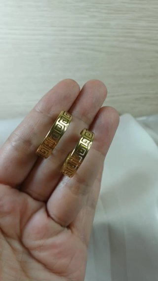 Pendientes Aro Greca Chapado Oro 18k Vintage
