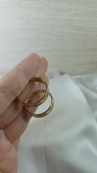 Pendientes Aro Greca Chapado Oro 18k Vintage