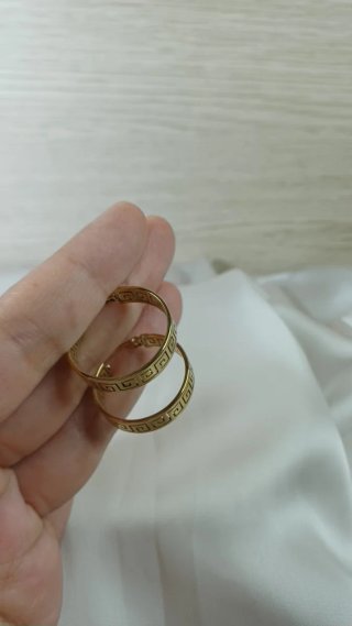 Pendientes Aro Greca Chapado Oro 18k Vintage