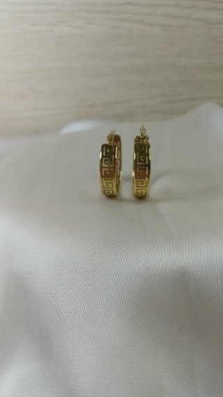 Pendientes Aro Greca Chapado Oro 18k Vintage