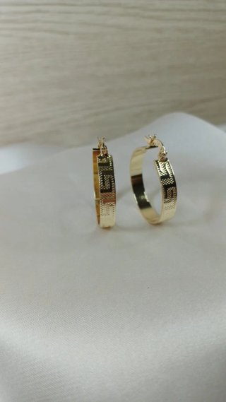 Pendientes Aro Chapado Oro 18k Diseño Griego