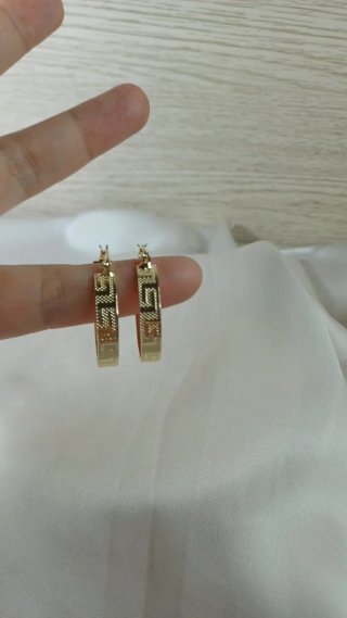 Pendientes Aro Chapado Oro 18k Diseño Griego