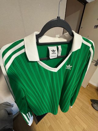 Camiseta Adidas Piqué Rayado Manga Larga Talla L