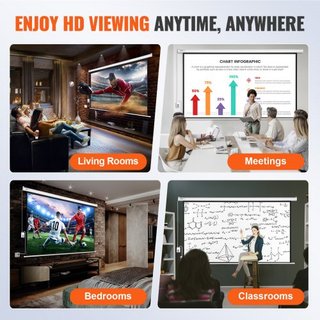 Pantalla de Proyector Motorizada, Pantalla de Proyector Eléctrica de 100 pulgadas 16:9 4K 1080 HD, Pantalla de Proyección Automática con Control Remoto, Pantalla de Película Montada en la Pared pa...