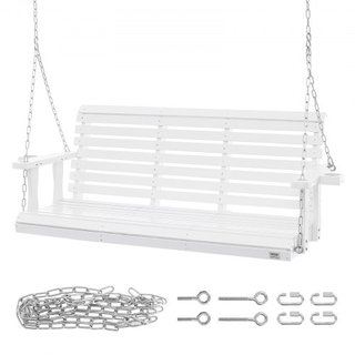 Hamaca de Madera de 5.5 pies, hamaca de banco para patio y jardín, capacidad de carga mejorada de 880 lbs, banco de hamaca de alta resistencia con cadenas colgantes para exteriores, blanca