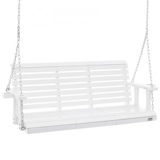 Hamaca de Madera de 5.5 pies, hamaca de banco para patio y jardín, capacidad de carga mejorada de 880 lbs, banco de hamaca de alta resistencia con cadenas colgantes para exteriores, blanca