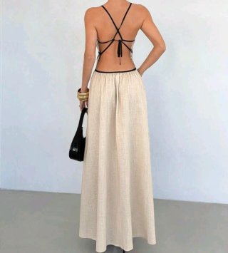 Abito estivo in cotone beige