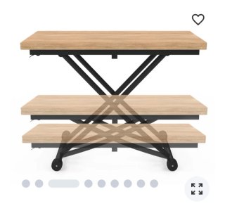 Mesa elevable convertible comedor metal madera