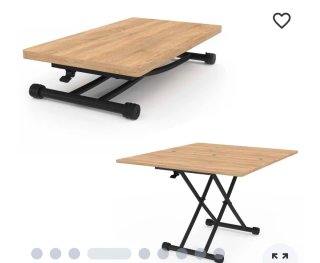 Mesa elevable convertible comedor metal madera