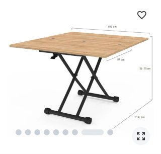 Mesa elevable convertible comedor metal madera