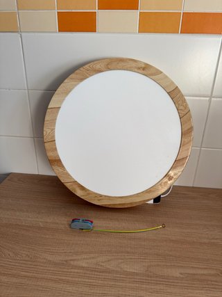 Plafón LED redondo madera salón/cocina