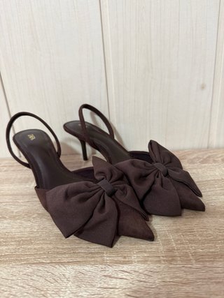 Zapatos tacón Zara lazo marrón