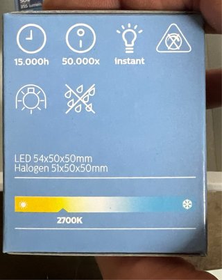 6 Bombillas Philips LED GU10 50W