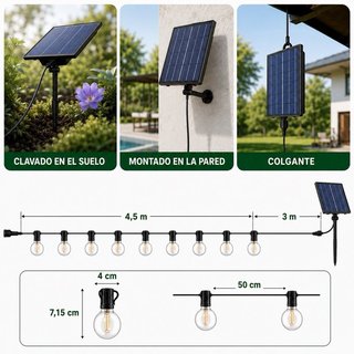 4 Guirnaldas Solares Exterior 30m
