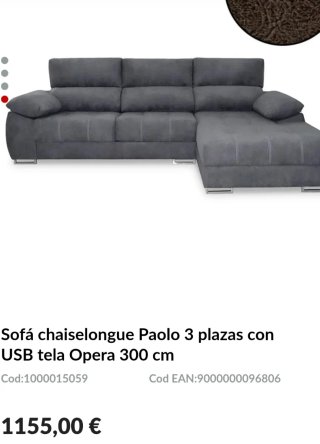 Sofá Chaiselongue Paolo 3 plazas