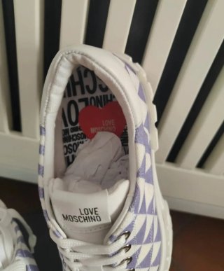 Love Moschino Sneakers Tela Viola e Bianca
