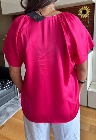 Blusa Caroll rosa y blanca
