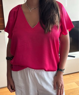 Blusa Caroll rosa y blanca