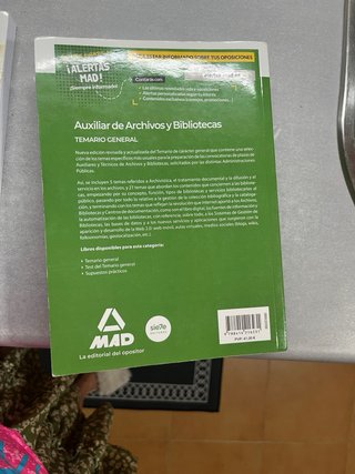 Temario de Archivos y bibliotecas + test  Mad edit