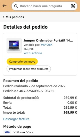 Portátil Jumper 14 FullHD 12GB RAM 256GB