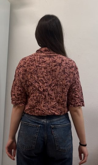Blusa Hawaiana Rosa Palmeras Pull&Bear Talla M